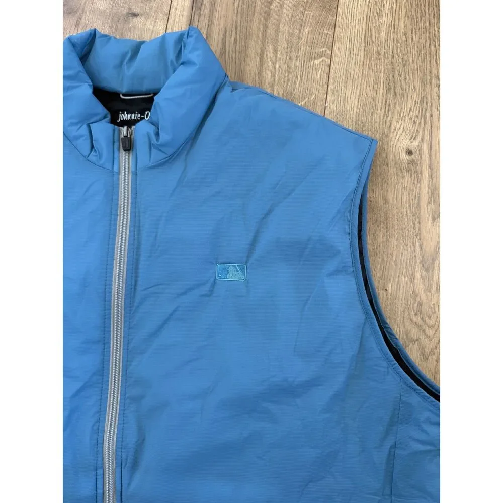 JOHNNIE 0 XXL 2xl blue zip front MLB baseball vest puffer plus size warm winter